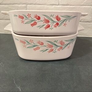 Corningware Rosemarie 1L A-1-B & 1.5L A-15L casserole dish set vintage